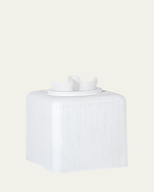 Cambric Glass Tissue Box Cover, White Enamel